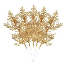 30/5Pcs 크리스마스 반짝이 골드 실버 잎 트리 장식 펜던트 인공 식물 소나무 가지 홈, 5 PCS, 5 PCS, 1개