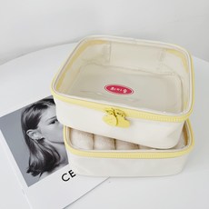 어린이집 유치원 방수 투명 파우치 이니셜제작 준비물 여벌옷 고리수건, 와펜형 / 깔끔체, 분홍