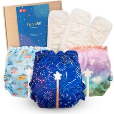 Fairywell 仙女棒顯濕布尿布2.0版 三入組 含尿墊*3 布尿布 顯濕設計 專利 新手 彌月 新生兒, 1個, Wonderland