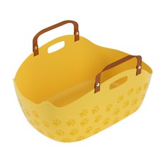 手提旅行貓砂盆 便攜式貓砂盆 輕巧手提設計，方便攜帶，隨時隨地為愛貓提供清潔如廁環境, 黃色, 1個