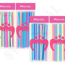 일회용 빨대 색상혼합 5봉 주름빨대 커피빨대, 스푼빨대 약24개x5봉