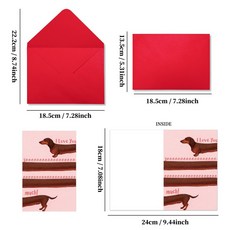 嗨購 批發臘腸狗可愛動物告白賀卡含信封 情人節禮物留言卡片, 1個