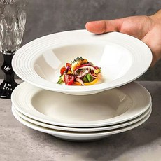니치유 수프 파스타볼 접시 세트4P, 화이트, 22CM, 4개