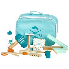 원목 헤어드레서 헤어 스타일리스트 미용놀이 멋진 미용사 역할놀이 어린이집 유치원 교구 Tooky Toy Wooden Hairstylist Play Set, 민트, 1개