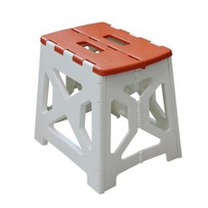 [아리노] 국산 튼튼한 접이식 의자 2P 대형 하중 100kg 휴대용 캠핑 발판의자, 대 x 화이트+오렌지 x 2개, 2개