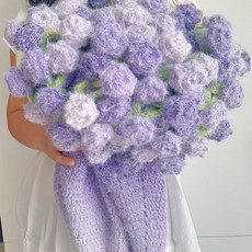 漸變長絨玫瑰花束毯子 DIY材料包, 95 - 100cm浪漫紫玫瑰毯子材料包, 1個