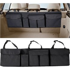 샌드프렌 자동차 트렁크 정리함 5 대형 수납공간이 있는 접이식 차량 뒷좌석 걸이 공간 절약 방수 실내 좌석 등받이 보관 가방 핏