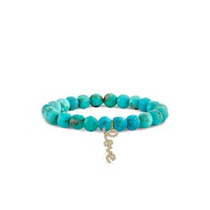 시드니에반 러브 스크립트 14K 옐로 골드 터퀴즈 다이아몬드 브레이슬릿