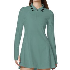 ECUPPER 여성용 골프 원피스 슬림핏 긴팔 폴로 카라 스포츠 원피스