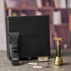 FREED 古銅系列尊爵四件組雙刃式刮鬍刀禮盒 - 大地綠 刻字 生日禮物 男生禮物, 1個, 免費刻字(留言訂單備註), 10