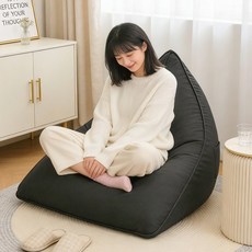 1인용 삼각 빈백 소파 탈부착 커버 세탁가능 부드러운 패브릭 안락의자 홈카페 인테리어 쇼파, 다크그레이