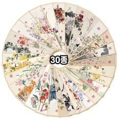 알리오마켓 동양화 수묵화 종이 북마크 책갈피 세트, 1세트, 혼합 30종