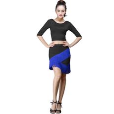 태슬 스커트 라틴 댄스 스커트 댄스복 소셜댄스스커트 Dance dress 뉴타임즈 U803Z886, M, 블랙+블루
