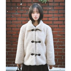 [다미쉬] 더플 버튼 포우 퍼 자켓_아이보리