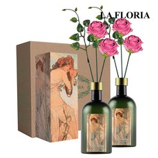 라플로리아 꽃 디퓨저, 2개, 500ml, S1.블랙체리 향/A10.둥근장미(소)L12/핑크
