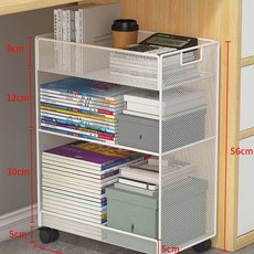 이동식 책상밑 선반 정리대 데스크 철제 화이트 대형, 1개, A. 흰색 3층 구조 대형 이동형 모델 - 조밀한 메쉬