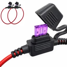 3AMP 미니 ATM 블레이드 퓨즈가 장착된 18AWG 인라인 퓨즈 홀더 하네스2팩, 2, 2개