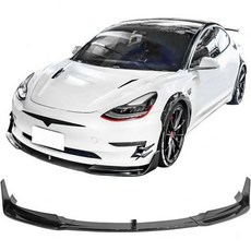 아이콘 모터스포츠 전면 범퍼 립 호환 가능 20172023 테슬라 모델 3 V 스타일 PP 광택 검정 스플리터 바디 키트 5개 2018 2019 2020, 아이콘 모터스포츠, 전면 범퍼 립 호환 가능 20172