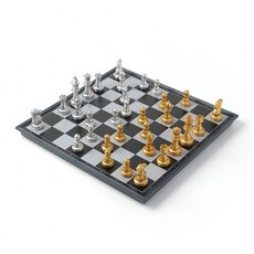 앤티크 접이식 자석 체스(32x32cm / 골드+실버) 취미용품 보드게임 두뇌훈련 클래식게임