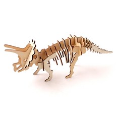 [아이디몬] 나무 입체퍼즐 3D 원목 공룡 조립 만들기 조립키트 모형 토이, 트리케라톱스, 1개
