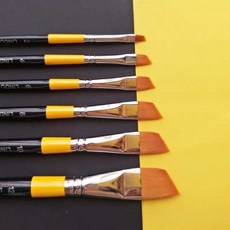 藏文專用書寫斜頭毛筆 軟毛斜峰畫筆, 1個, 6支毛筆,一套毛筆