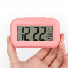 에코럭키 디지털 미니 탁상시계 온도계 달력 알람 타이머, 초미니탁상시계-색상랜덤