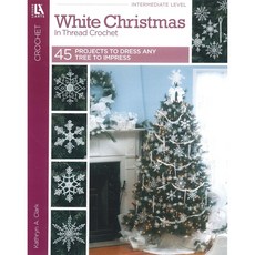 화이트 크리스마스 인 스레드 크로셰-47 디자인에는 화환 트리 토퍼 스커트 장식품이 포함됩니다., 기본