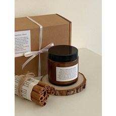 블리소이 브라운 우드 소이캔들 + 우드코스터 + 시나몬스틱 선물 세트 (무료), 레스트인무드