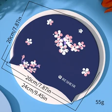 여성용 방수 모자 실리콘 고탄성 편안한 프린트 패션 풀 캡, 02 Dark Blue