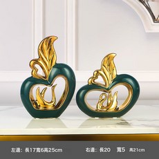 DIU 蒸蒸日上陶瓷擺件創意家居裝飾品客廳電視櫃酒櫃玄關裝修輕奢擺設, 一生平安一套（墨綠色）