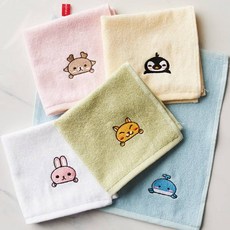 소프트터치 뱀부얀 어린이집 캐릭터 고리수건 5매, 상세설명 참조, 캐릭터고리수건 5장 토끼/옐로우