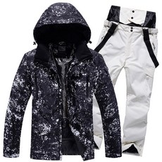 핑크바울몰 남녀공용 보드복 스키복 남성 여성 상하세트, 오프화이트블랙잉크워시+아이보리화이트, 1개