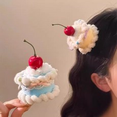 센드마이러브 생일축하 머리핀&머리띠 귀여운 체리 케이크 모자, 머리핀, 1개, 하늘색