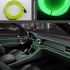 자동차 인테리어 LED 장식 조명 EL 배선 자동차 DIY 유연한 주변 조명 USB 파티 분위기 다이오드 네온 불빛, 03 USB Drive, 01 3m console 2 doors, 09 Fluorescent Green