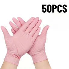 50/100PCS 일회용 딥 핑크 라이트 장갑 가정용 청소 니트릴 다목적 애완 동물 목욕 도구, 03 XS, 02 50PCS-Light Pink