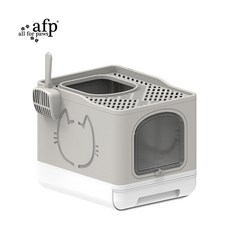 萊恩家 美國AFP清新系列抽折式貓砂盆 afp貓砂盆 簡易安裝 收納方便 防噴砂, 極淺灰, 1個