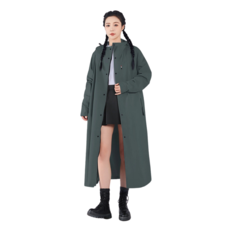 香草色加寬後背長版騎行雨衣，科技防水面料，雙重防水門襟