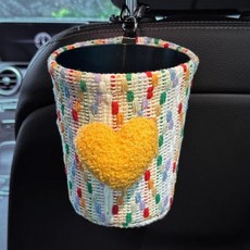 귀여운 차량용 쓰레기통 차량 내부 휴지통 차량에 놓는 우산 보관함 걸이형 물건, 1개, 5. Trash can-Yellow