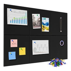 코르크 보드 팩 펠트 벽 푸시 벽 블랙 모듈 패널 핀 대체 6 타일 50, Black, 본품 1세트