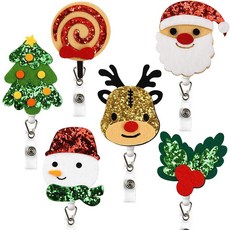 WorldBazaar 크리스마스 배지 릴 홀더 펠트 6피스 접이식 글리터 홀리데이 간호사 배지 릴 교사 의사 학교 사무실, WorldBazaar 크리스마스 배지 릴 홀더 펠트 6