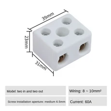 1입력 세라믹 배선 단자 블록 고온 저항 포스트 250V 구리, 가지고 다닐 수 있는, 05 60A 2 In 2 Out