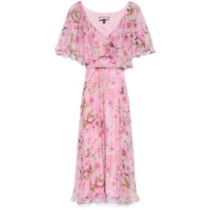 니사 플로럴 프린트 실크 미디 드레스