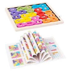 QDY 나무 기하학적 퍼즐 기하학적 조작 조기 교육 Tangram 수동으로 아이들을위한 두뇌, 정기적 인, 여러 가지 빛깔의, 목재, 1개