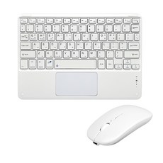 UB 울트라 슬림 터치 패드 키보드 충전형 듀얼 마우스 세트, 텐키리스, 화이트 라지, UB-BK2