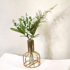 은은한 은방울꽃 부쉬 라벤더 조화 골드화병세트