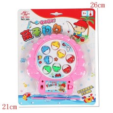 ZE XIN 貝殼造型電動旋轉磁性釣魚盤 8隻小魚雙釣竿 兒童互動音樂玩具 (粉色 3歲以上), 貝殼型8魚（粉色）雙吊桿, 1個