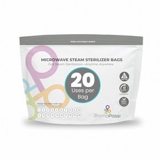 프리모 패시 전자레인지 스팀 살균기 백 BPA 프리 젖병 및 펌프 부품용 최대 20회 재사용