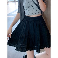 Yellwel 여성 여름 프릴 미니 스커트 가벼운 레이스 캉캉 스커트 DJP