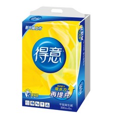 得意 平版衛生紙 300抽 x 6包 (超商取貨), 1個
