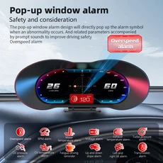 자동 P5 헤드업 디스플레이 EOBD 온보드 컴퓨터 자동차 디지털 OBD2 자동차 타코미터 터보 압력 수온 GPS 속도계 게이지